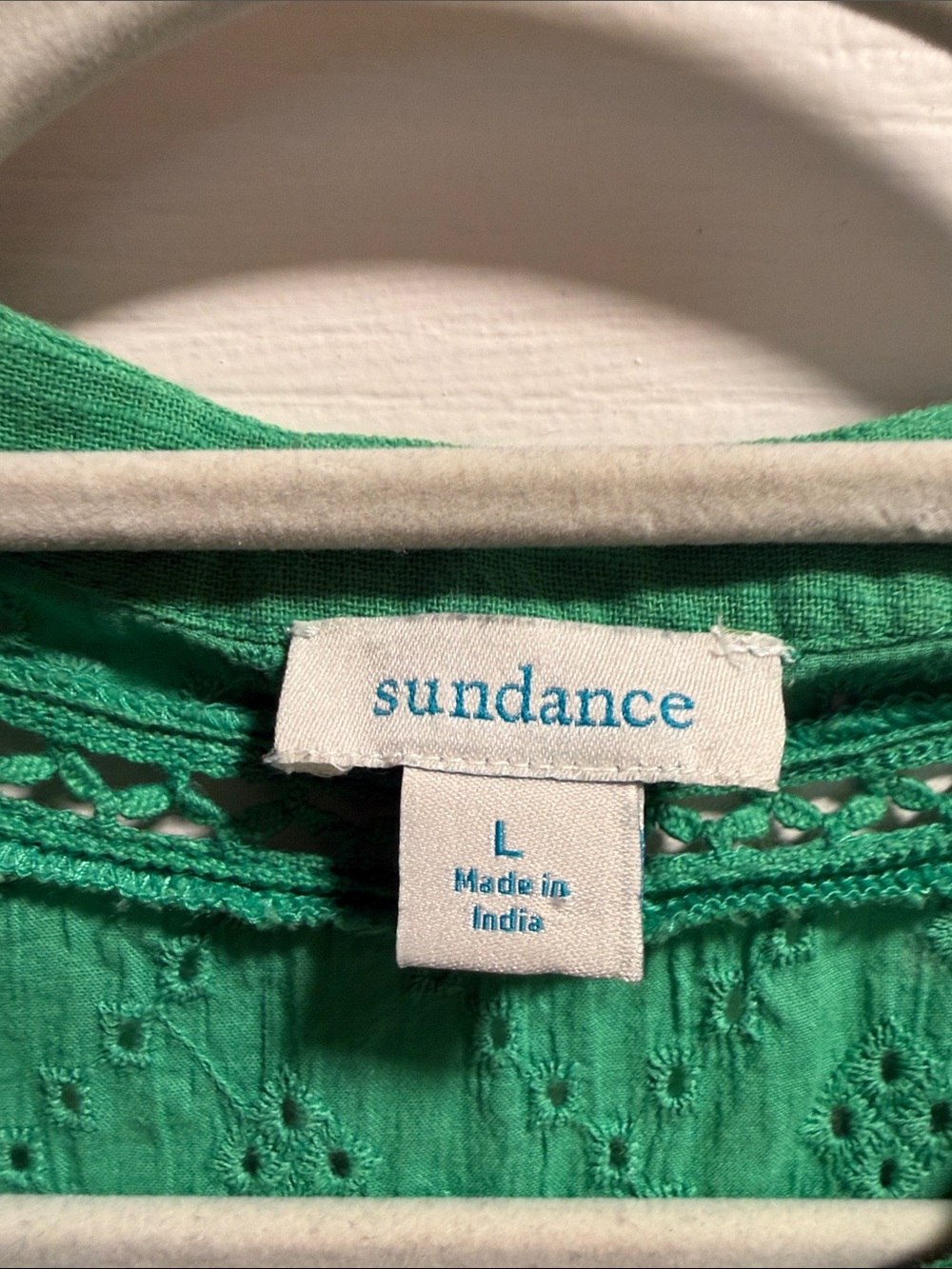 Sundance Green Eyelet Maxi Dress with wDrawstring Waist - Picture 2 of 6